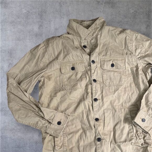 Abercrombie & Fitch Tan Lightweight Shirt Jacket utility military mens XXL - Picture 1 of 8